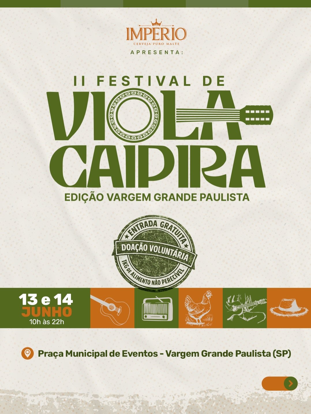 II Festival de Viola Caipira movimenta Vargem Grande Paulista nos dias 13 e 14 de junho de 2026
